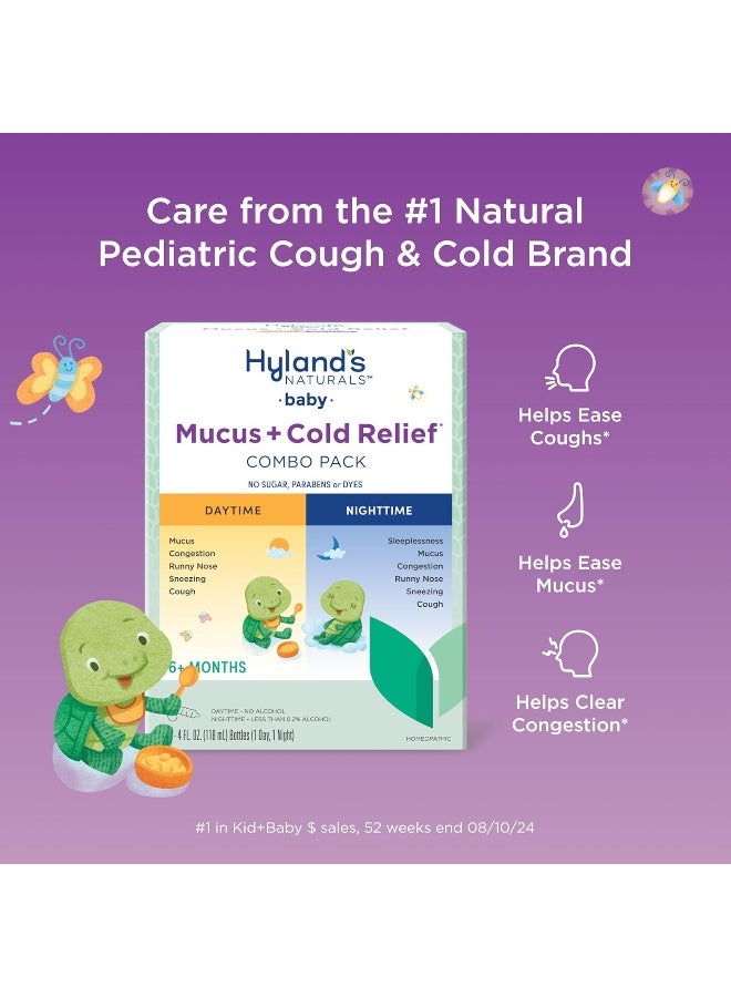 Hyland's Naturals Baby Mucus and Cold Relief, Day & Night Value Pack, Infant And Baby Cold Medicine, Decongestant And Cough Relief, 8 Fl Oz - Image 2